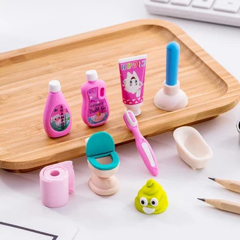 

4 pcs/set Novel Kawaii Bathroom series Eraser Student pencil writing correction supplies Child gift Rubber stationery set