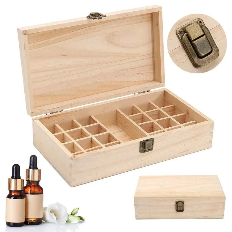 

24 Slots Essential Oil Storage Box Wooden Case Container Organizer Aromatherapy