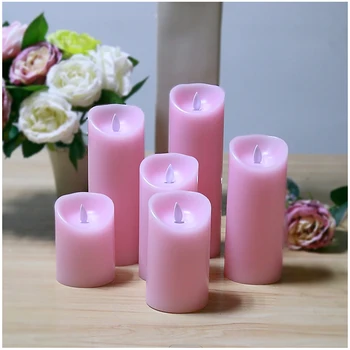 

7.5cmX15cm Pink Battery Operated Flameless Flickering Flashing Tealights LED Candle For Party Home Festive Party Supply