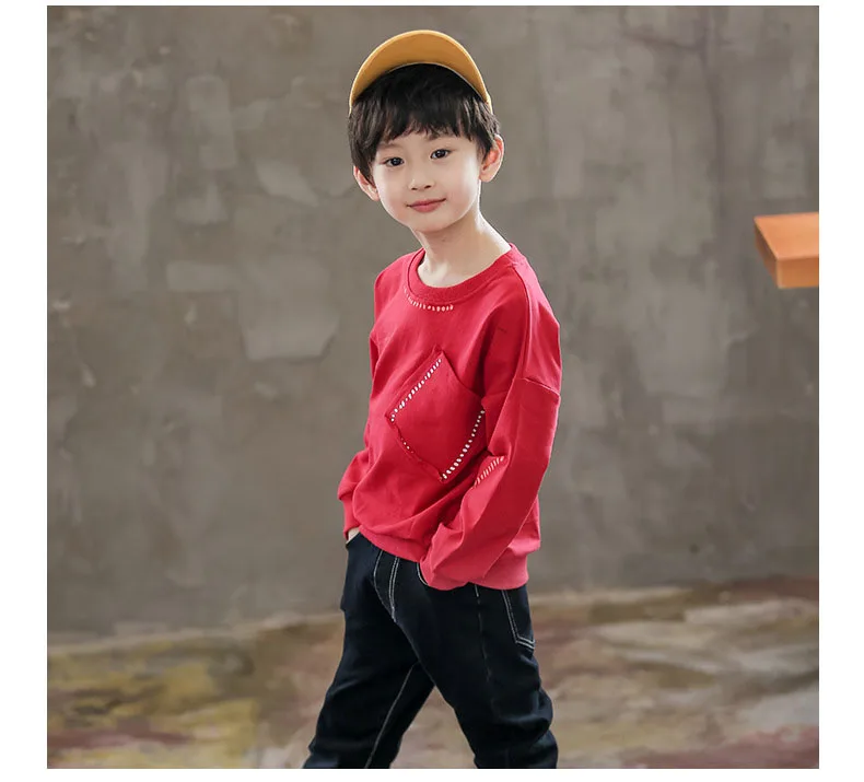 Boys long sleeve t shirt sweatshirt children's fashion oblique pocket autumn and spring warm clothes kids shirt tops outwear (16)
