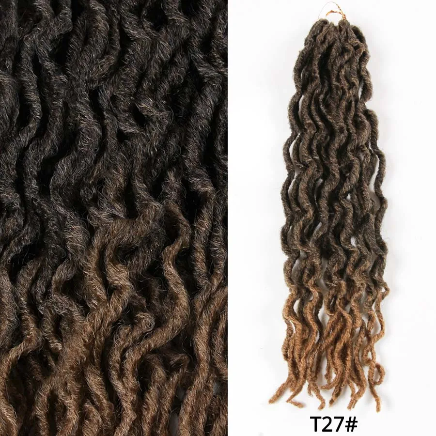 AliLeader, 7 цветов, синтетические накладные волосы на крючке, затененные косички Вьющиеся 12/18 дюймов Nu Locs вязаные для наращивания 20 нитей богиня искусственные локоны в стиле Crochet волос - Цвет: T1B/27