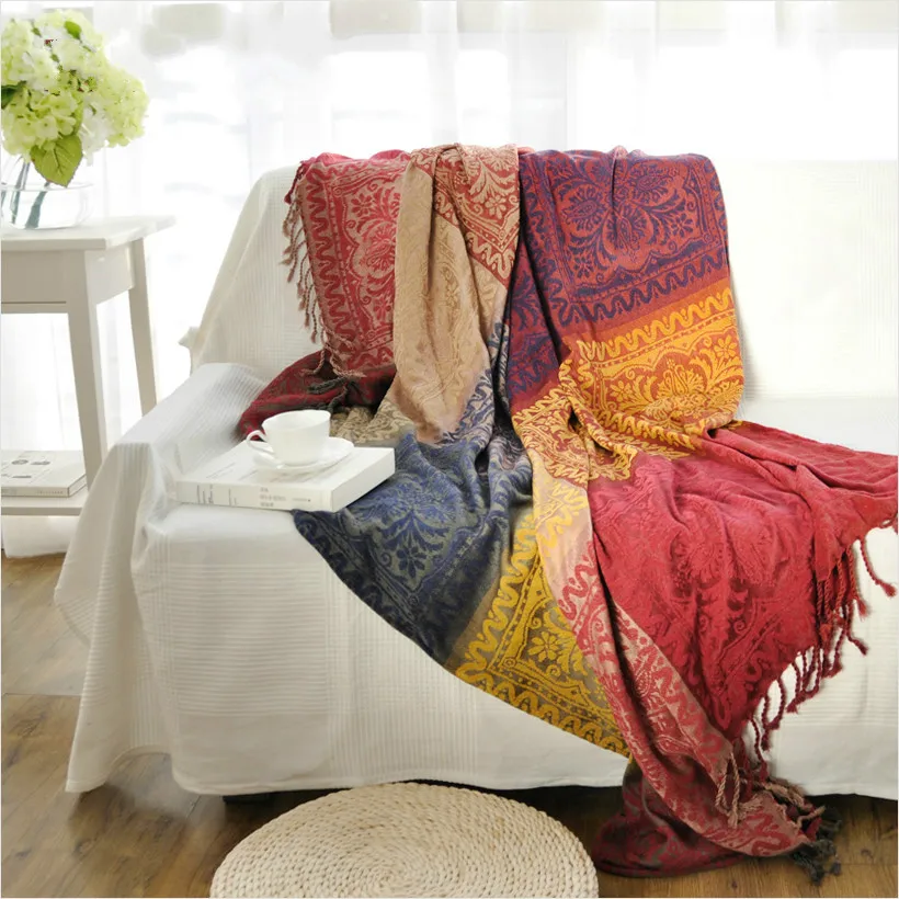 Богемное одеяло из синели дивана декоративные slipcover кидает на диван/кровать/Самолет путешествия пледы прямоугольный цвет сшивание одеяла