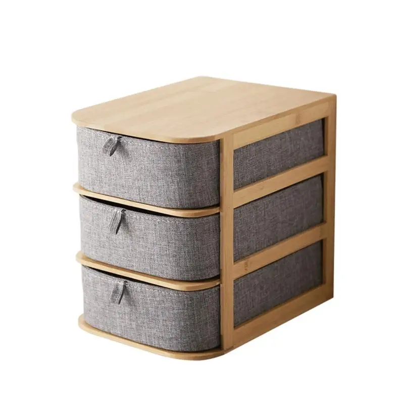 

Multi-layer Organizer Drawer Type Bamboo Desktop Office Storage Box cupboard Set Home Storage Organizer