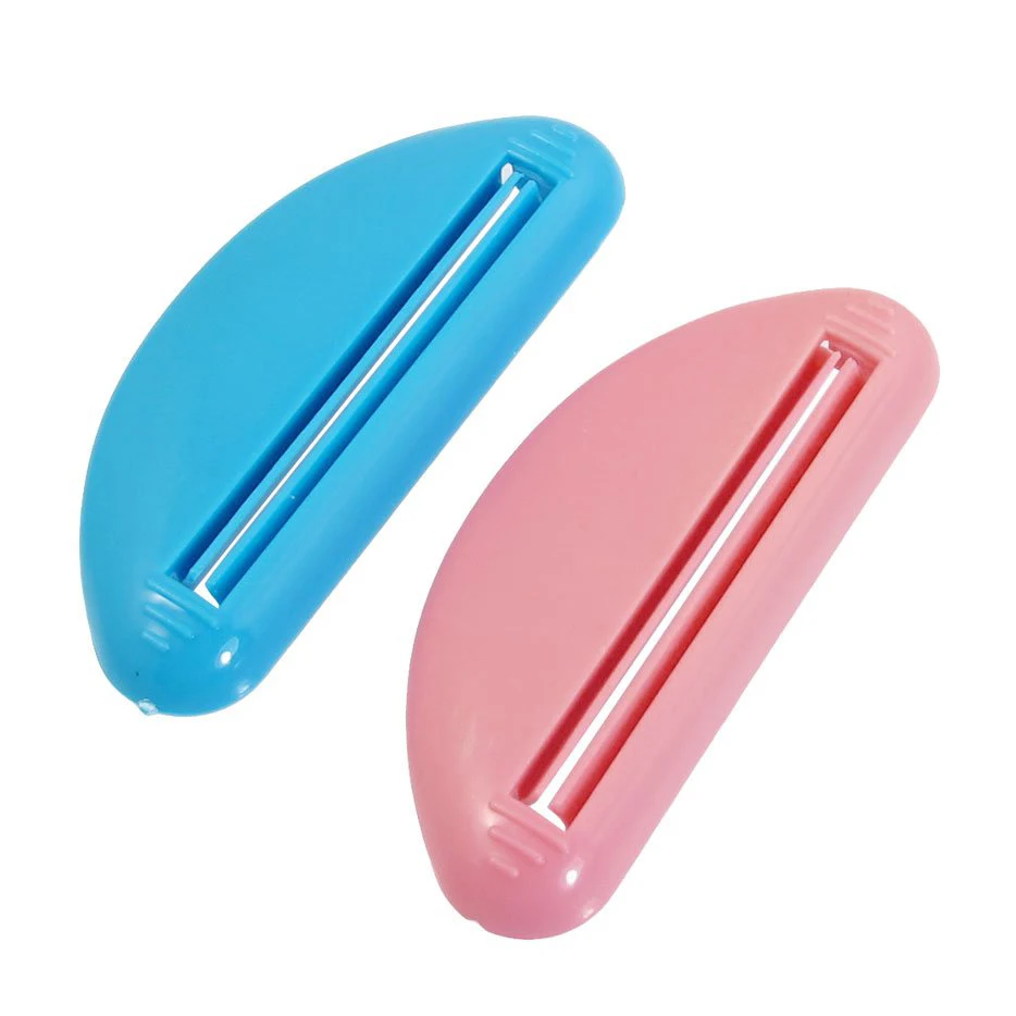 

2 Pcs Blue Pink Plastic Toothpaste Creams Cosmetics Gels Squeezer Tool