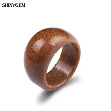 ShinyGem Big Natural Stone Rings Sparkling Gold Sand Wedding Engagement Rings Smooth Round Gem Stone Finger Rings For Women 2019