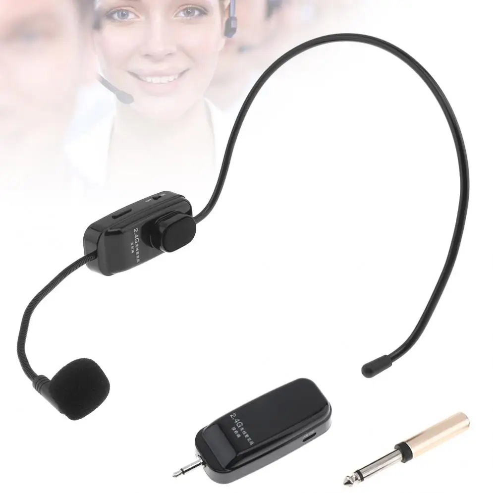 

UHF Wireless Headset Microphone 2 In 1 Handheld Portable MIC Voice Changer Amplifier for Speech 3.5mm and 6.5mm Plug Receiver