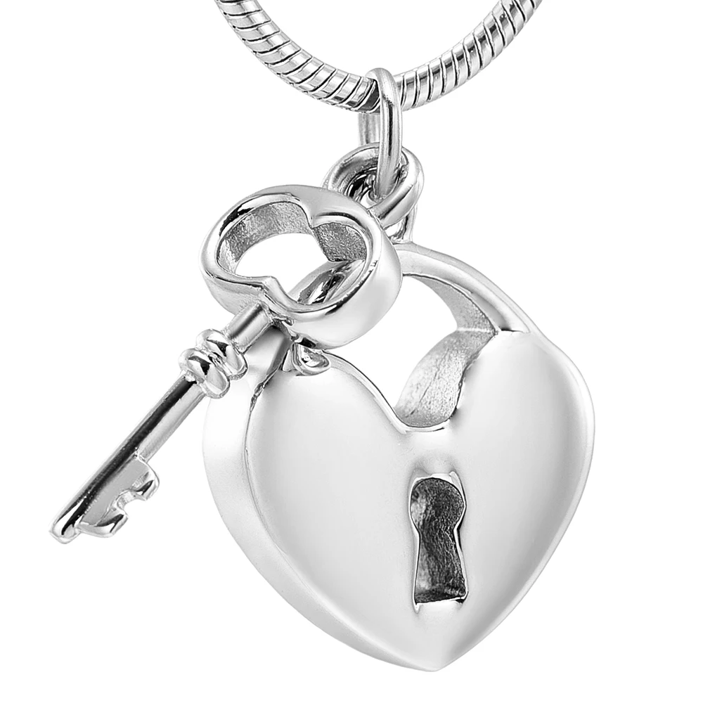 

K11532 Heart Lock with Key Memorial Cremation Jewelry for Ashes Pendant Locket Stainless Steel Keepsake Funeral Urn Necklace
