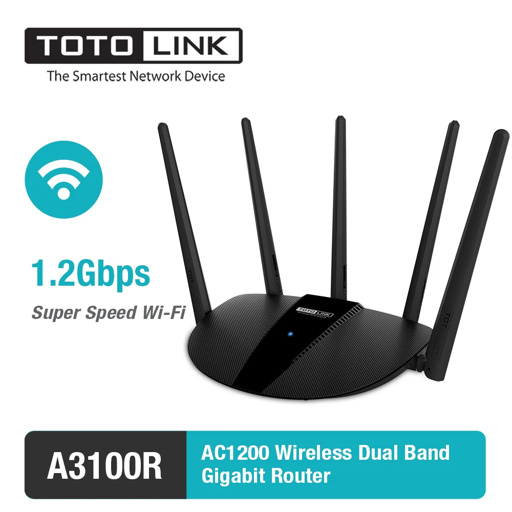 

TOTOLINK A3100R AC1200 Dual Band Gigabit WiFi Router with AP and repeater modes and 5pcs of 5dBi Antennas