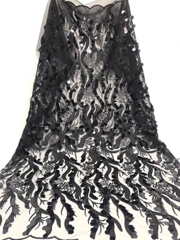

2019 High Quality African Lace Fabrics/French Net Embroidery Sequins Tulle Lace Fabric For Nigerian Wedding Dress FJ3110