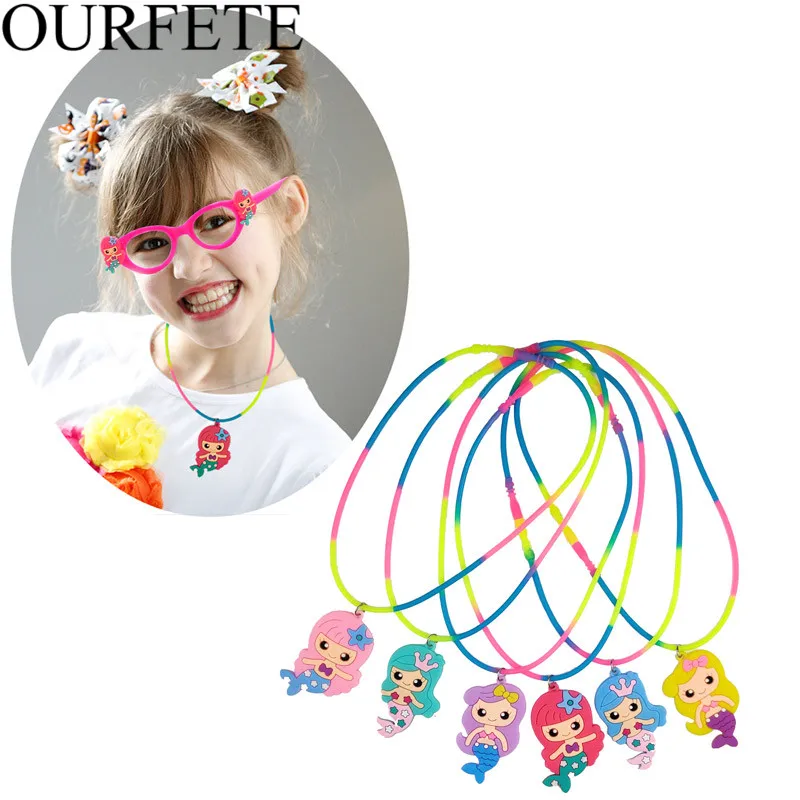 

1pc Little Mermaid Party Favor Necklace Let's be Mermaid Girl Birthday Party DIY Decoration Present Personalized Gift For Guest