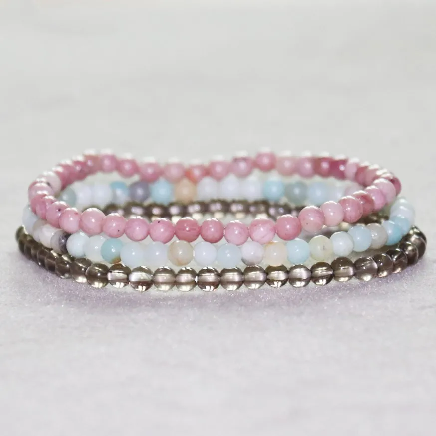

Smokey Quart z Bracelet Rhodonite Bracelet Amazonite Mini Gem Stone Energy Bracelets