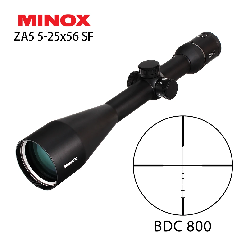 

MINOX ZA5 5-25x56 SF Hunting Riflescopes 30mm Tube BDC 800 Reticle Side Parallax Tactical Shooting Scope with Mount Rings