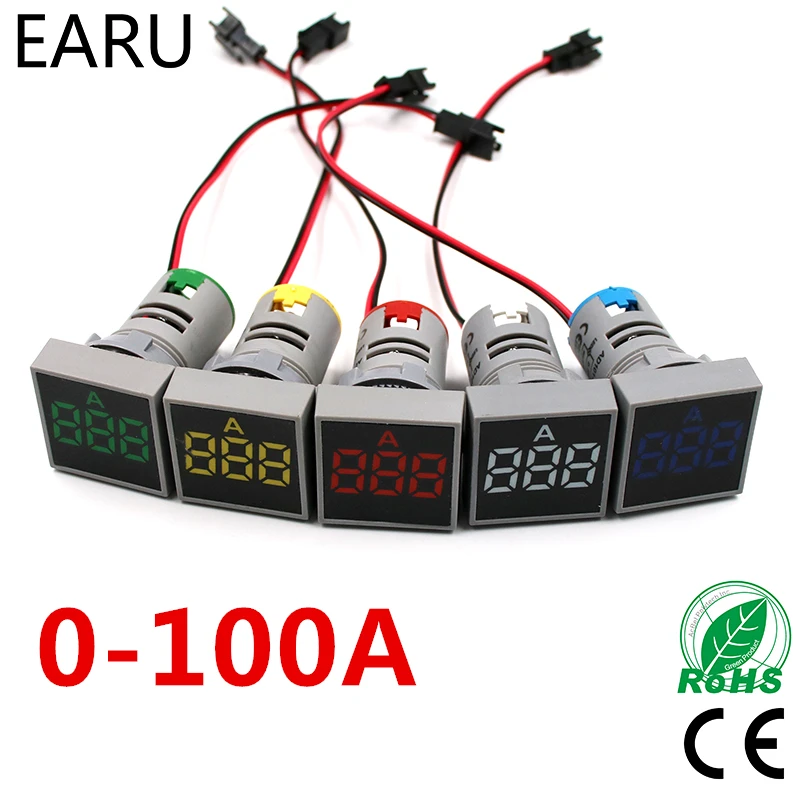 22 мм AC20-500V 0-100A светодио дный цифровой светодиодный вольтметр напряжение метр Индикатор Пилот свет Амперметр Ampermeter ток тестер Датчик авто