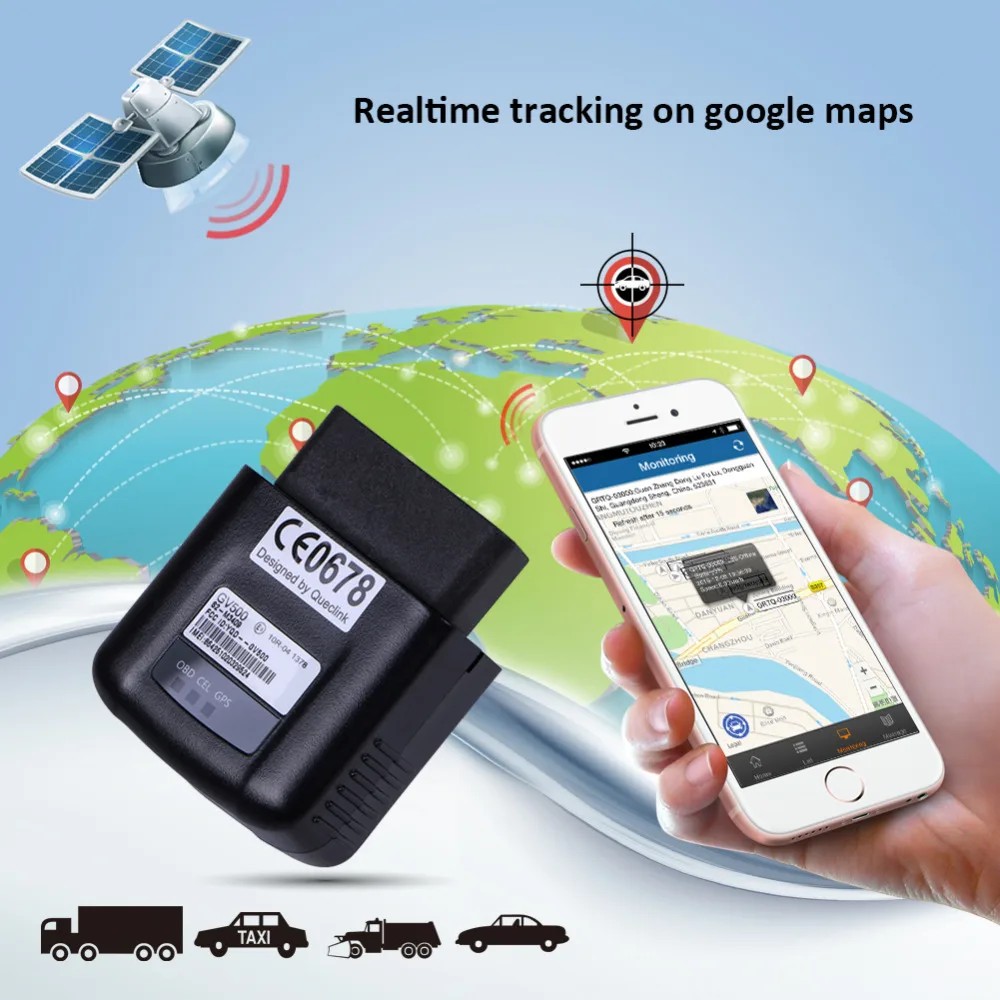 Устройство для отслеживания автомобиля OBD Tracker GV500 GSM GPS GPRS 130 мАч Li Polymer 8 32 в режиме