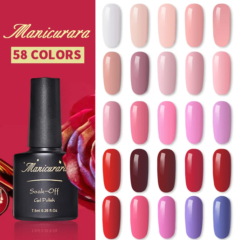 

Manicurara 7.5ml Gel Nail Polish UV Gel Varnish 58 Pure Colors Pink Red Nails Gel Polish Manicure for Nail Art Gold Glitter Gel