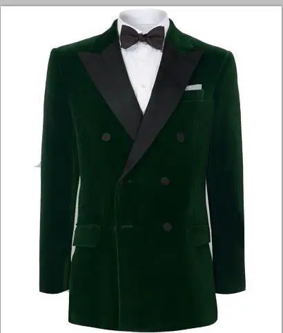 

2024 Tailor Green Burgundy Velvet Men Suit Prom Double Breasted Tuxedo Slim Fit 2 Piece Groom Wedding Suits Custom Blazer Terno