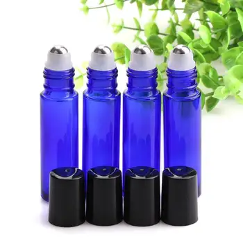 

288pcs Roll on bottle 10ml Blue Glass Bottles Essential Oils roll on deodorant bottles Hlass Roller Bottle With Metal BallSN1450