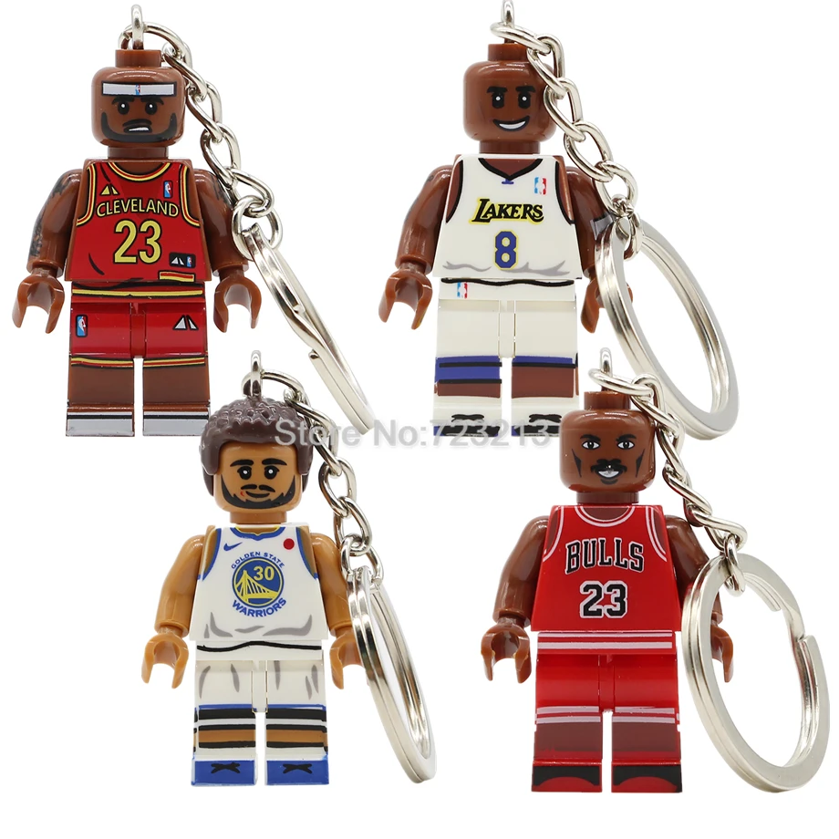 

Hot Basketball Player Figure Keychain Michael Jordan Key Ring James Stephen Curry Kobe Bryant Model Building Blocks Brick Toys