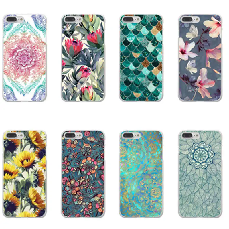 

Shell For Apple iPhone X 5 5S SE 5C 6 6S 7 8 Plus 6SPlus Back Case Cover Printing Mandala Flower Datura Floral Cell Phone Cases