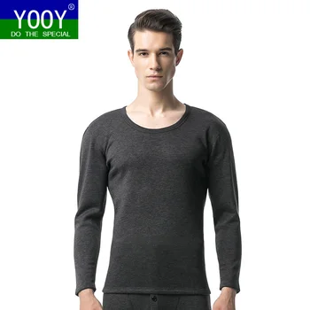 

YOOY Warm Underwear With Plush Men's Long Johns Trousers Suit Round Collar Winter Youth Under The Bottom Of The Body