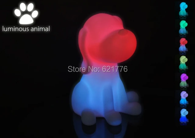 Аккумуляторная Красочные Животное Собака СВЕТОДИОДНЫЕ лампы night light для детей, Pet Chien Ночника для Детей Рождественский Подарок