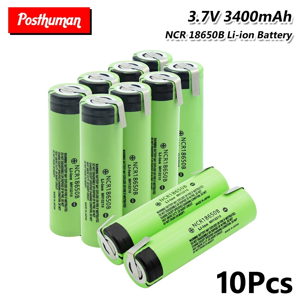 

2019 lot New Protected Rechargeable 3400mAh NCR18650B Battery With 2 Tabs High Drain 20A lithium Li-poElectronic cigarette