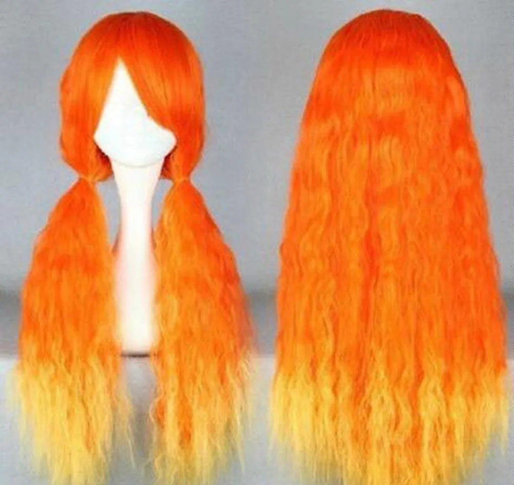 

Cosplay Lolita Long Curly Orange & Yellow Heat Resistant mix Party Hair Wig