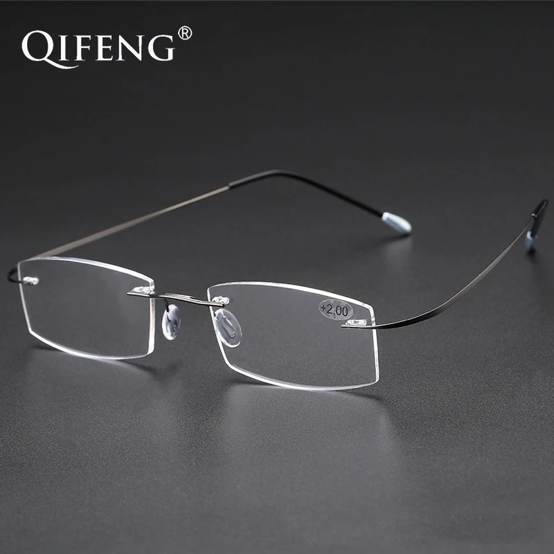 

QIFENG Reading Glasses Men Women Ultralight Rimless Diopter Presbyopic Eyeglasses Male Eyewear +1.0+1.5+2.0+2.5+3.0+3.5 QF276