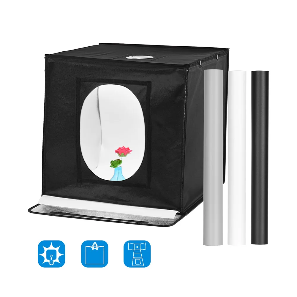 

24*24*24 Inch Foldable Photo Studio kit Photo Box Adjustable Brightness Photography Light Box with 126pcs LED Lights 5500K