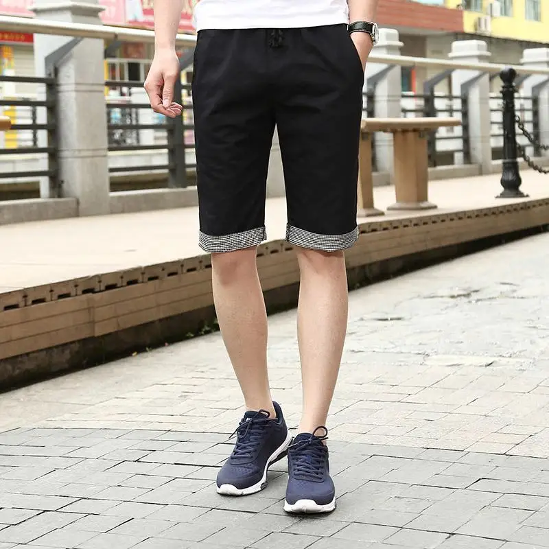 Летние Шорты Для мужчин Мода хлопок Лидер продаж Для мужчин s Бермуды пляжные Шорты бренд мужской Повседневное доска Шорты плюс Размеры 5XL pantalon - Цвет: Черный