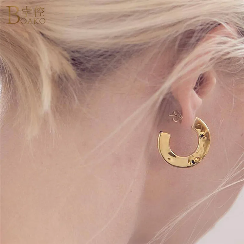 

BOAKO Big Gold Hoop Earrings For Women Geometric Circle Hoops Minimalist Metal Small Round Earring Fashion Party Jewelry brincos