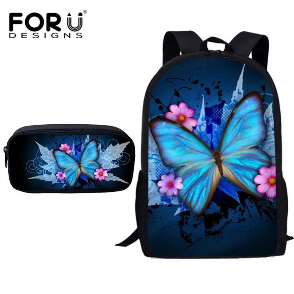 FORUDESIGNS School font b Bags b font for Teenager Girls Boys Butterfly Printing font b Kids