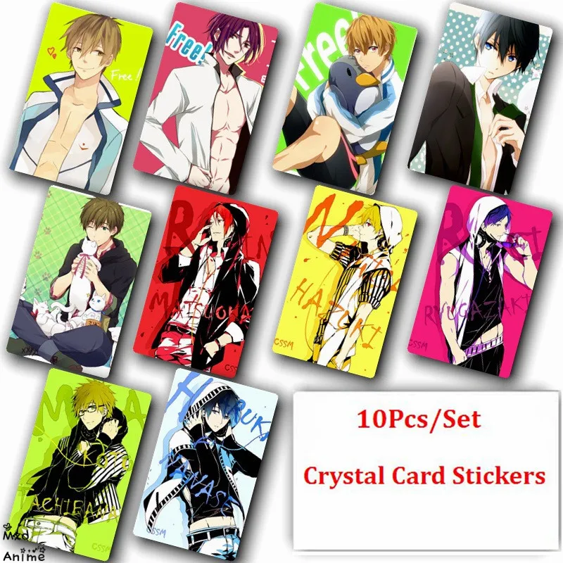A 10 шт./компл.,! Плавательный клуб Iwatobi Haruka карты с кристаллами наклейки плакат с героями аниме фото карты - Цвет: A