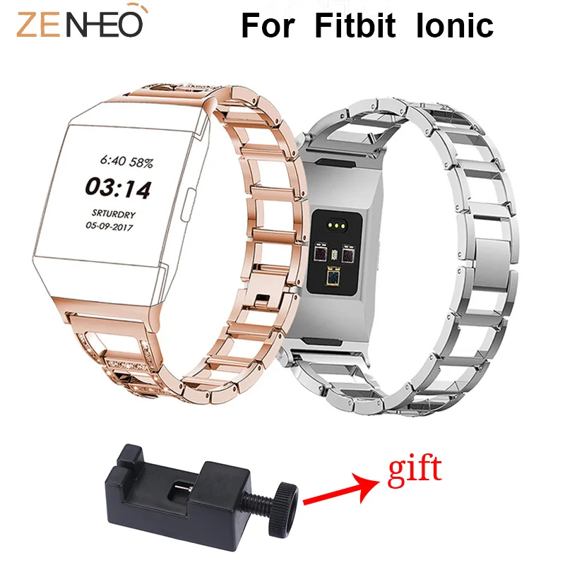 

Metal watches bands For Fitbit Ionic wristband Rhinestone replacement For Fitbit Ionic watchband with adjust tool drop shipping