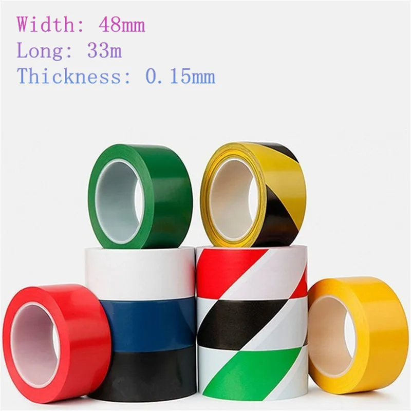 1pcs 48mm * 33m Warning Tape PVC Paste Identification Area Zebra Tape Color Positioning Tape 10