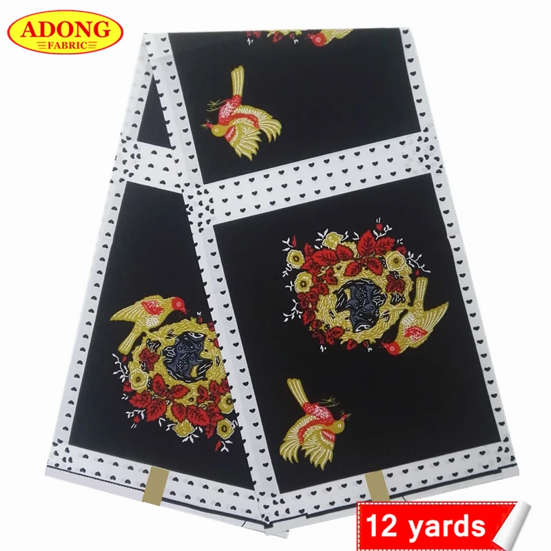 

Lovely Birds African Wax Hollandais Fabric 12 Yards African Batik Fabric With 100% Cotton High Quality For African Sewing Dress