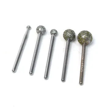 

High Quality 5Pcs/Lot 3mm Shank 36# Diamond Grinding Head large coarse sand Ball Grinding Head For Jade Carving Abrasive Tools
