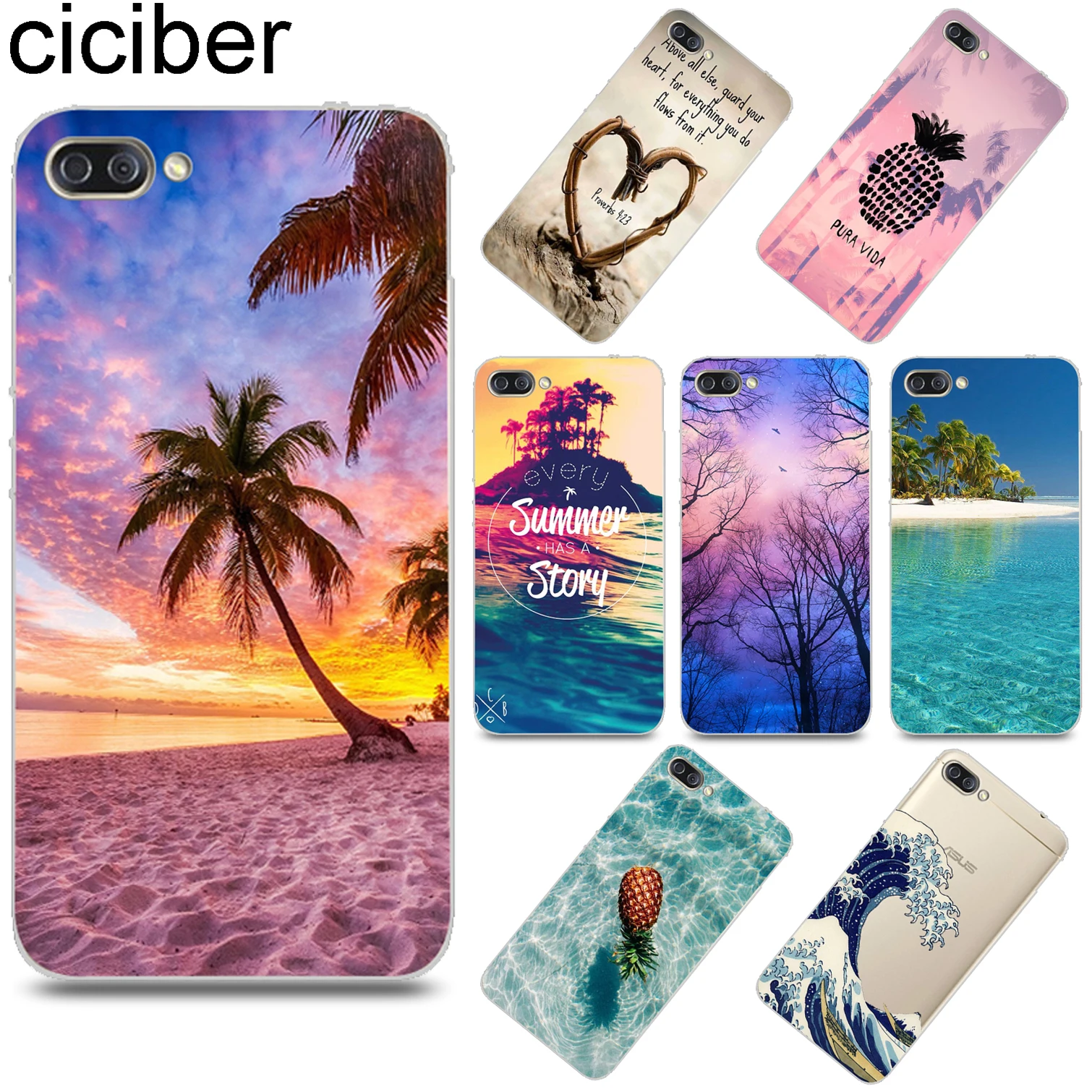 

ciciber Summer Sea Beach Cover for ASUS Zenfone 4 Max Plus Pro ZC554KL ZC520KL Soft TPU Phone Case for ASUS ZenFone Go ZB500KL