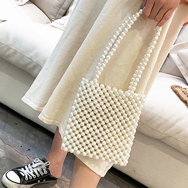

Elegant Beading Pearl Bags Women Handbags Ladies Fashion Party Crossbody Bags Girls Purse Casual Beaded Chain Messenger Bags