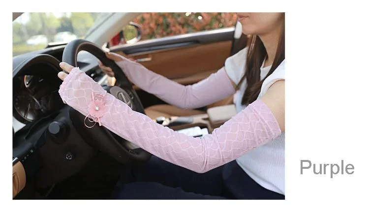 Женские летние длинные кружевные перчатки с открытыми пальцами, хлопковые перчатки без пальцев, защита от солнца, защита от УФ-лучей, перчатки для вождения