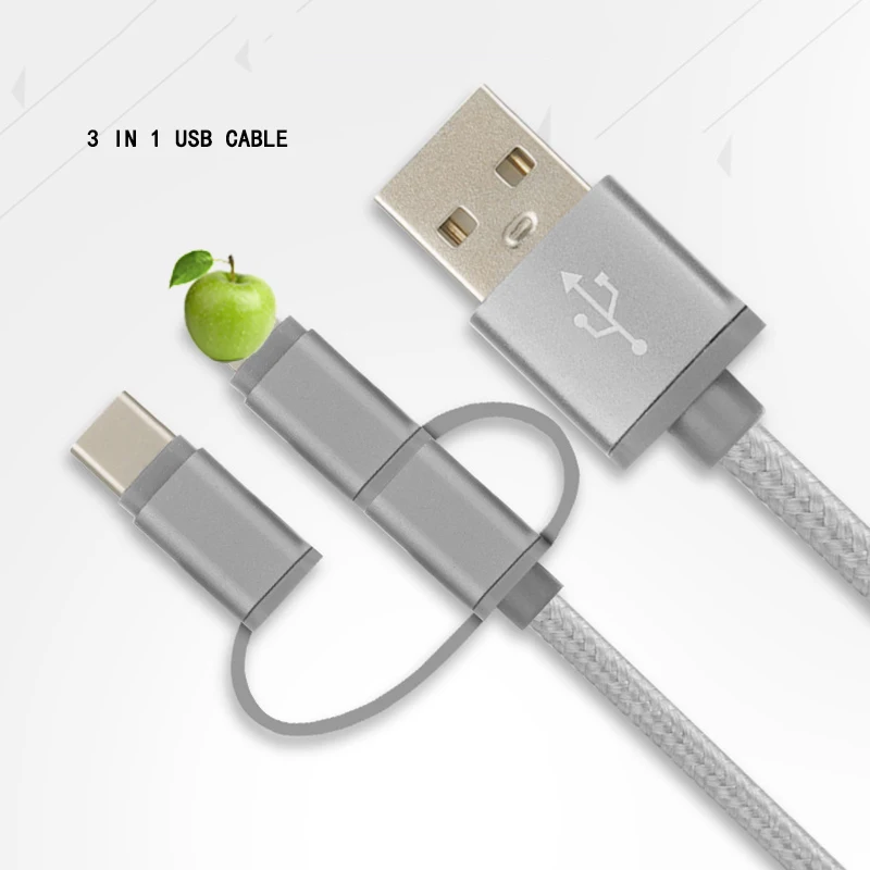 Конвертер 2.4A 3 в 1 USB кабель для быстрой зарядки передачи данных xiaomi huawei iPhone