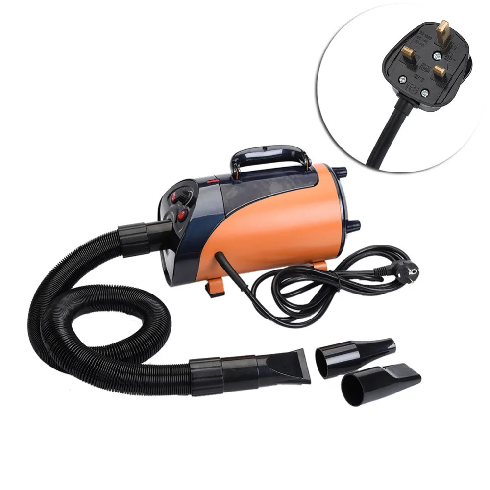 

2020 Durable Stainless Steel UK/EU/US Quiet Hair Dryer With Nozzle for Pets Dog Strong Flow Cat Pet Force Dryer Heater