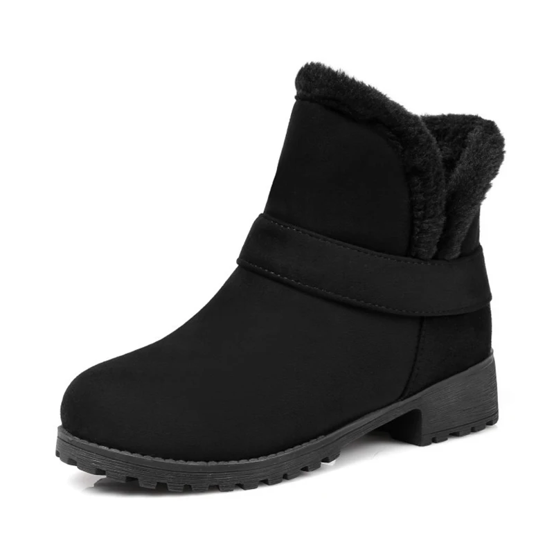 boots women 2018 wholesale dropship Winter ankle boots warm plush snow boots black slip on ...