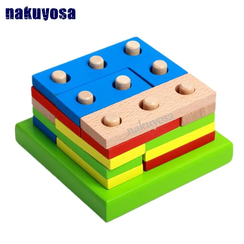 Монтессори детские игрушки классические деревянные игрушки оптом, интеллект блоки в сочетании Геометрия Форма соответствия, развивающие