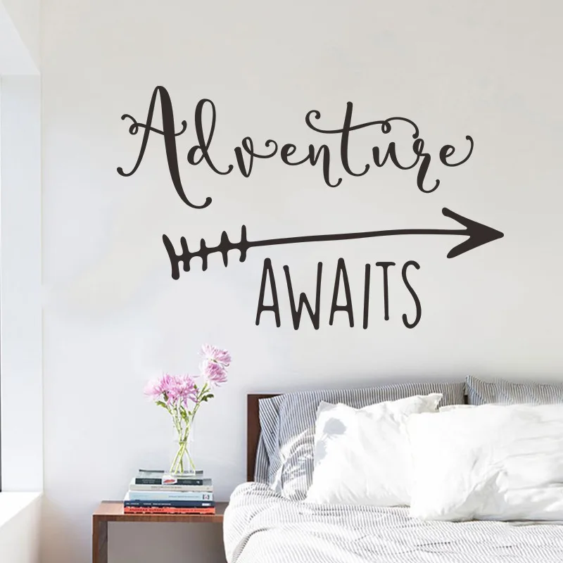 &quotadventure awaits&quot PVC wall sticker kid room decoration home DIY decorative detachable waterproof | Дом и сад