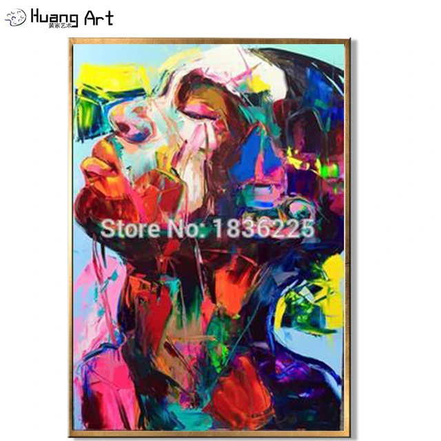 Tableau peinture moderne au couteau visage homme • Peintures sur toile