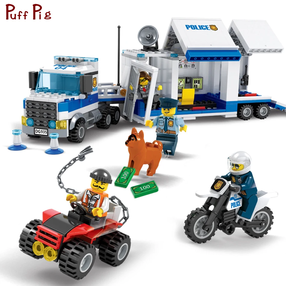 

408PCS Mobile Command Center Trucks Police Prison Car Model Building Blocks Compatible Legoed City Figures Gift Toys For Kids