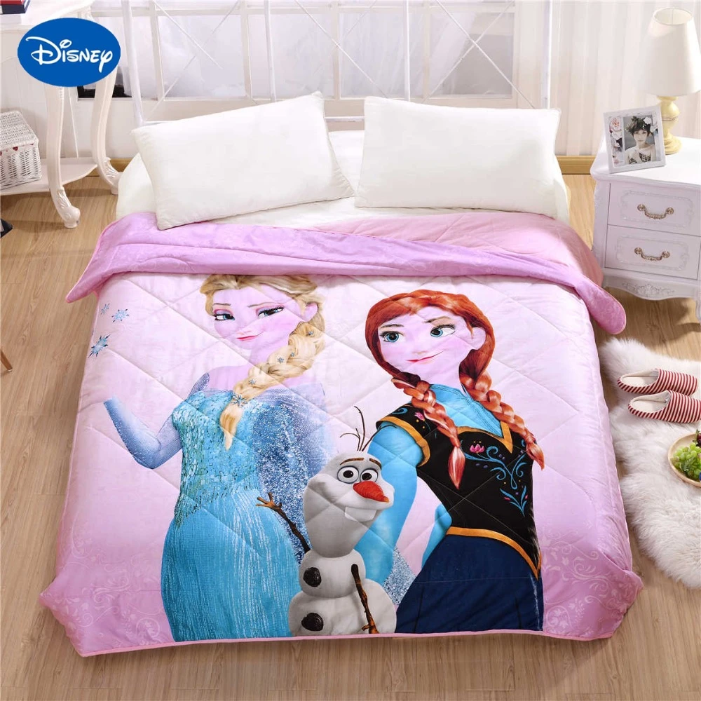 Colchas con estampado de Frozen Anna de Disney para niñas, edredón con estampado de dibujos animados, Color rosa suave, para camas tamaño Queen|quilt comfortersoft comforter - AliExpress