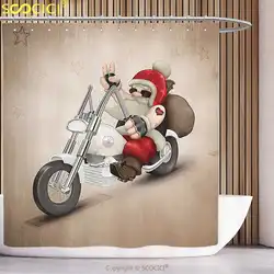 Декоративная занавеска для душа рождественские украшения рок гранж крутой Санта с сердцем татуировка на мотоцикле для доставки Bikie Peace