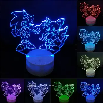

Sonic Action Figure 3D Table Lamp LED Changing Anime The Hedgehog Sonic Miles Model Toy Lighting Home Decor Christmas Gifts